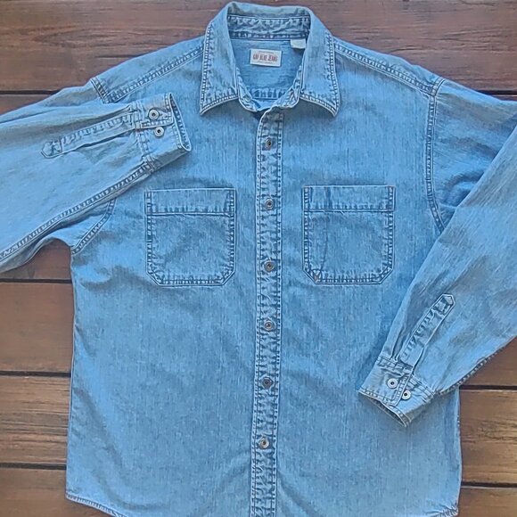 Vintage GAP Men's Denim Shirt Button-Up Long Sleeve Metal Rivet Buttons Medium - Picture 2 of 14
